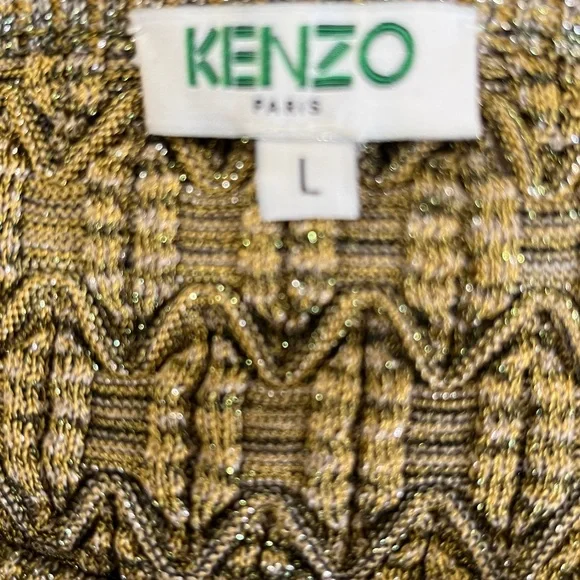 Kenzo Olive Green Sweater with Unique Shoulder Details